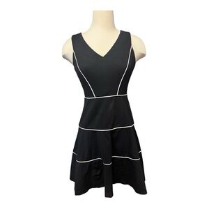 Elegant Black Dress with White Accents